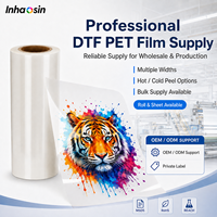 Rouleau de film DTF 60cm x 30cm x 100M, film de transfert thermique PET à pelage à chaud/froid/à température ambiante pour imprimante DTF, impression de t-shirts