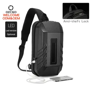 Ozuko 9499S LED kore 2023 silikon tek kollu çanta erkekler PC göğüs spor kol çantası çanta çanta lüks Crossbody telefonu çantası