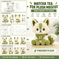 Mascotte en peluche Matcha Tea Fox, jouet en peluche personnalisé, animal en peluche, mascotte, fabricant OEM ODM, cadeau promotionnel