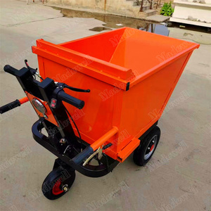 Chariot à benne basculante électrique en métal orange, petit chariot motorisé avec poignée et roues - Product Image 2