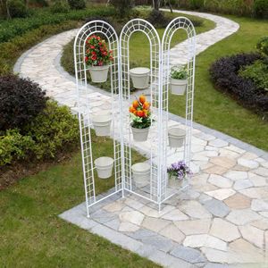 Support de plantes de jardin pliant traditionnel en métal facile à assembler 9 pots pour mariages en plein air prend en charge les plantes grimpantes <span class=keywords><strong>tonnelle</strong></span> ornementale - Product Image 3