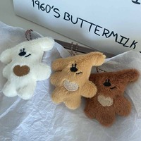 Porte-clés pendentif pour sac d'école pour filles, motif ours en forme de cœur à tête inclinée, style dessin animé mignon