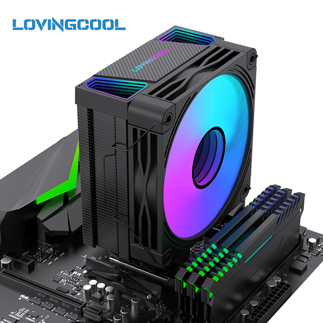 Lovingcool Wholesale Black White 120 SE ARGB V2 Air Cooler with 6 Heat Pipes & High-Pressure Fan for LGA1700 1851 AM5 Gaming PC