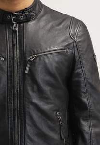 Veste d'hiver en cuir véritable unisexe de qualité supérieure, motard, camouflage, col montant, personnalisée - Product Image 3