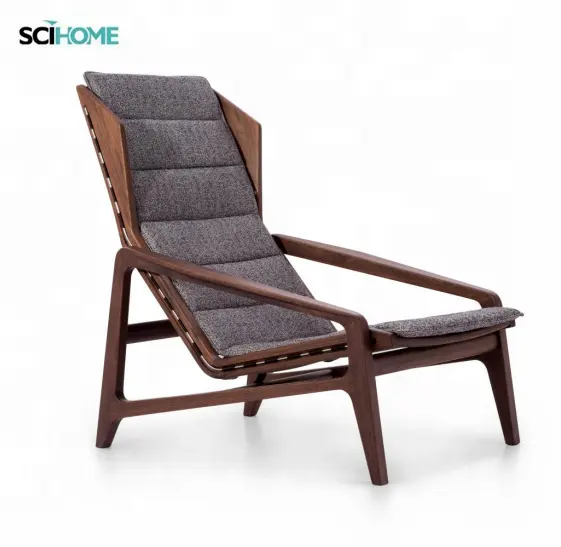 Silla Lazy tapizada con diseño de Accent, sillón de madera, muebles para sala de estar
