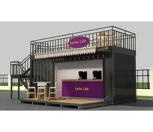 Container coffee shop Customized corrugated surface prefabricated container coffee shop