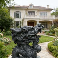 Statues de dragons sculptées en marbre naturel, grandes sculptures d'animaux pour la décoration extérieure de jardin, en promotion en Chine
