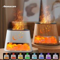 Diffuseur d'huiles essentielles Aromacare avec logo personnalisé, pierre de sel de cristal ultrasonique, simulation de flamme 3D