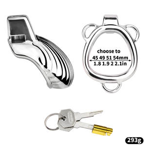 Полное микро покрытие, металлическая клетка целомудрия, устройство для мужчин, секс-игрушки, Кольца для пениса с текстурным ремешком в виде ракушки - Product Image 3