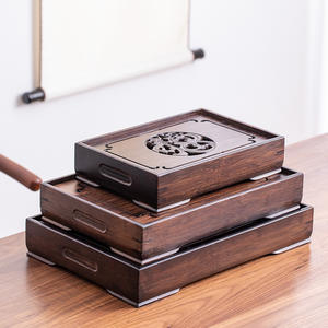 Bandeja de té de bambú, mesa de té con almacenamiento de agua, bandeja de té pequeña rectangular para el hogar, bandeja de drenaje, bandeja de distribución de agua - Product Image 1