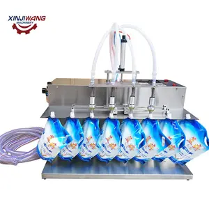 Semi Automatic 2/4/6 nozzle standing spout pouch filling capping machine for juice/milk/drinking water doypack filling machine