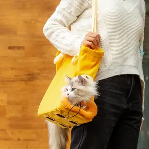 Fast Shipping Wholesale Manufacturer Non-woven Cotton Yellow Dog Cat Sling Bag Pet Carriers