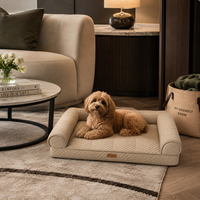 Lit pour animaux de compagnie élégant, rectangulaire, matelassé, canapé, doux, lavable, orthopédique, pour chat et chien, petits chiens, luxe, coussin de soutien pour l'intérieur