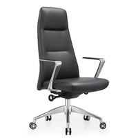 Chaise de bureau ergonomique à dossier haut, siège rembourré en cuir PU, pivotante, avec roulettes