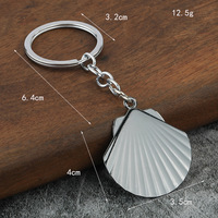 Porte-clés en métal personnalisés en alliage de zinc, motif coquillage cannelé, style été océan plage, accessoires de sac mignons, cadeaux d'affaires