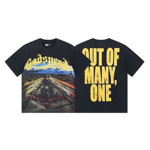 <span class=keywords><strong>T</strong></span>-Shirt Oversize a Maniche Corte con Stampa Vintage Effetto Lavato della <span class=keywords><strong>Band</strong></span> <span class=keywords><strong>Rock</strong></span> Godspeeded, Moda Estiva Casual Streetwear - Product Image 6