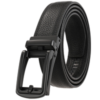 Ceinture en cuir pour homme LY33-23435-5 - Boucle automatique hybride de type ardillon de 3,0 cm, ceinture à cliquet en cuir pleine fleur grainé pour homme