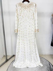 Vestido Largo de Fiesta Migugarment A10704, Estilo Occidental, Blanco y Negro, para Mujer, con Mangas Largas, Adornado con Cuentas y Bordado, para Baile de Graduación - Product Image 5