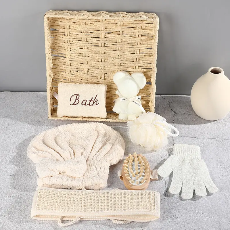 7pcs trong 1 Spa Bath Gift Set đối với phụ nữ cơ thể sâu sạch vòi hoa sen Bath Sponge Set khuyến mại tắm phụ kiện Set