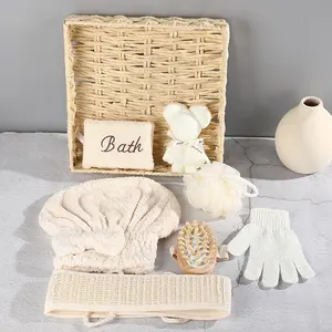 7pcs In 1 Spa Bath Gift Set For Women Body Deep Clean Shower Bath Sponge Set Promotional Bath Accessory Set