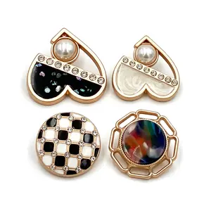 High Quality Button Heart Shape Crystal Rhinestone Metal Diamond Button For Clothes