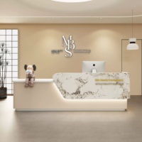 Bureau de réception semi-circulaire en bois pour magasins de vêtements, salons de beauté, salons de coiffure, établissements de formation - Bureau commercial