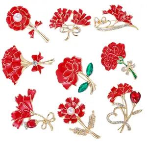 SC Factory Spot Luxus Strass Brosche Pin Schal Kleid Zubehör Broschen Frauen Dinner Party Red Poppy Rose Blumen brosche