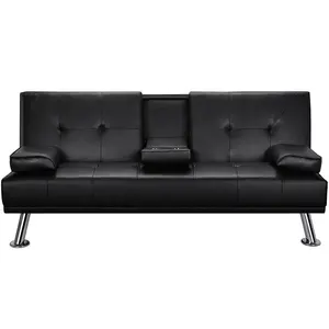 Fabrik Großhandel Wohnzimmer Sofa Couch Cum Bett Modern Futon Cabrio Klapp sofa mit Getränke halter