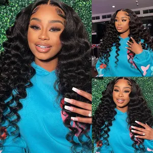 Wholesale Glueless Cuticle Aligned Lace Frontal Wigs 100% Human Hair Pre Plucked Water Wave Wig Human Hair 360 Lace Wig