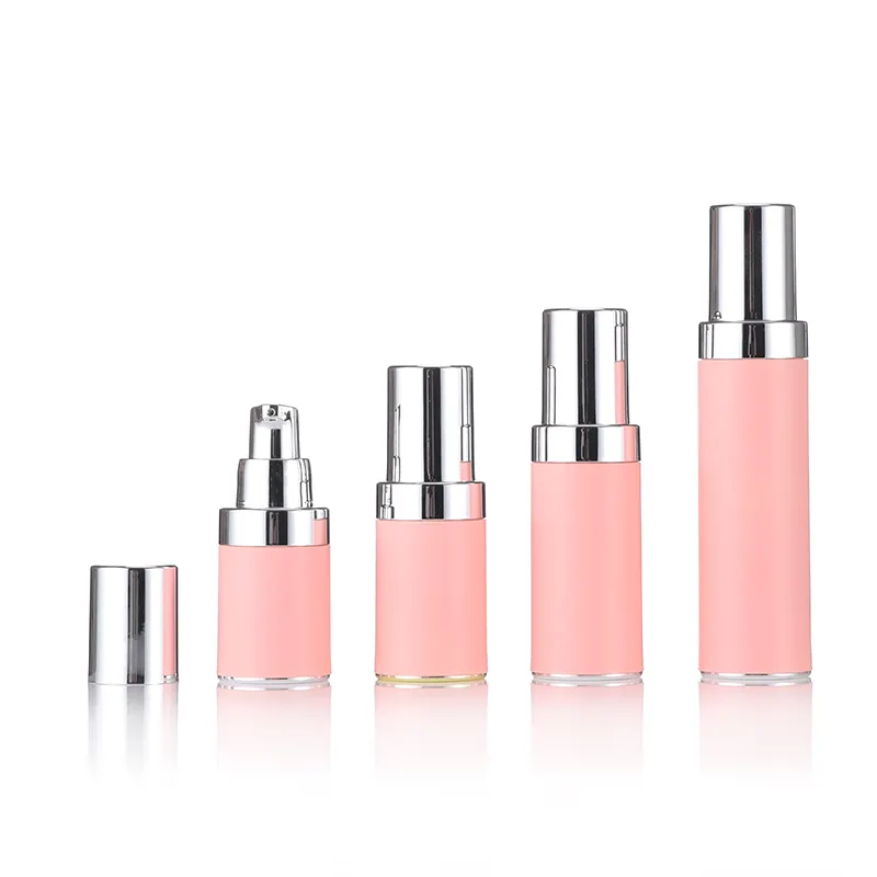 Wholesale pink round empty PP plastic airless cosmetic bottle 50ml airless bottle for lotion