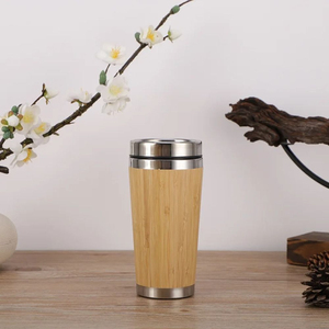 Gobelet isotherme en acier inoxydable, tasse de voyage en bambou, double paroi, anti-fuite, pour le bureau, cadeau - Product Image 2
