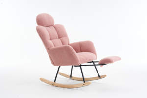Sedia a dondolo reclinabile contemporanea in velluto rosa per soggiorno o appartamento per il tempo libero modello di sedia - Product Image 2
