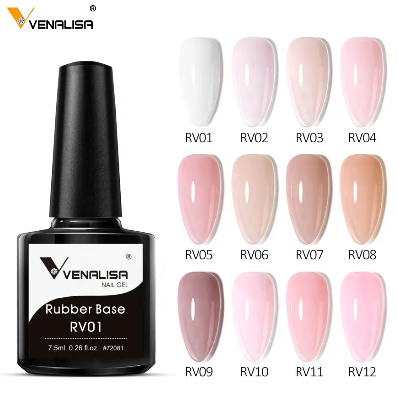 VENALISA 7.5ml 다채로운 고무 basecoat 위장 uv 젤 유백색 분홍색 색깔 외투 반 영원한 프랑스 못 예술 젤