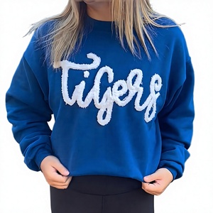 Sudadera extragrande de chenilla personalizada Mia Factory para el día del partido, suave, con cuello redondo, para animadoras, madres y aficionadas al deporte. - Product Image 1