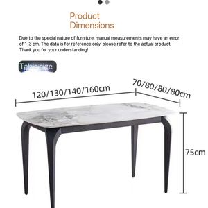 طاولة طعام فاخرة بتصميم عصري جديد مع 6 كراسي تتسع لـ 8 أشخاص مصنوعة من الفولاذ الكربوني الذهبي والرخام الأردوازي - Product Image 4