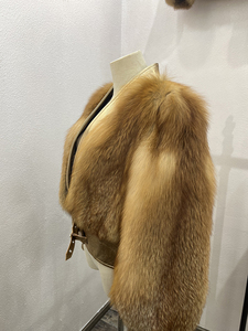 Lussuoso Cappotto in Vera Pelle con Pelliccia di <span class=keywords><strong>Volpe</strong></span> Rossa Ispessita per Donna, Personalizzabile in Taglie Grandi con Colletto in Vera Pelle - Product Image 4