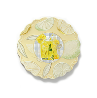 Sous-plat en céramique personnalisable à motif citron gaufré festonné, motif fruits d'été imprimé, résistant à la chaleur pour cuisine et table