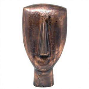 Escultura Abstracta de Rostro en Metal, Estatua Minimalista de Cabeza en Bronce, Obra de Arte Moderna con Máscara Humana sobre Base de Mármol, Decoración para Sala de Estar - Product Image 1