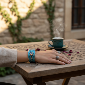 Turquoise Hand Made Designed Turkish <b>Copper</b> <b>Bracelet</b> - Product Image 3