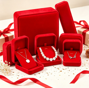 Caja de Joyería de Terciopelo de Lujo, con Tapa Abatible, en Varios Tamaños, para Anillos, Collares, Pulseras, Regalos de Boda, Caja de Almacenamiento - Product Image 4