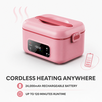 Boîte à lunch électrique sans fil rechargeable, chauffe-plat sans fil alimenté par batterie USB pour voiture, auto-chauffante pour cyclistes et pédaliers de tourisme