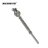 Marine Grade Stainless Steel Jaw Turnbuckle Wire Rope Tensioner with Safety Pin & Jam Nuts for Deck Railing & Sunshade Sails