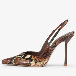 Sandales personnalisées grande taille 46 pour femme, à bride arrière, talons hauts fins, motif serpent, escarpins slingback, chaussures de cérémonie à coupe large - Product Image 1