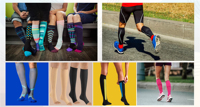 Chaussettes de compression sportives athlétiques 20-30 mmHg pour l'élimination de l'acide lactique et la récupération musculaire, idéales pour la course à pied, le cyclisme et la randonnée