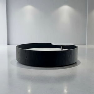 Table basse moderne et créative en métal avec plateau surélevé en marbre pour salon de studio de créateur et zone VIP de coworking haut de gamme - Product Image 6