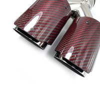 Embout de silencieux en Fiber de carbone rouge brillant pour voiture, tuyau d'échappement à Double sortie, buse de silencieux, décoration universelle, tuyau d'échappement en acier inoxydable, 1 pièce