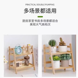 A corner of the table ~ solid wood tabletop storage rack with multiple layers of cup holders, <b>teacup</b> holders, and living room - Product Image 4