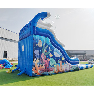 Tobogán Inflable Comercial, Compre Ahora, Tobogán Inflable <span class=keywords><strong>para</strong></span> <span class=keywords><strong>Piscina</strong></span> al Aire Libre, Tobogán Acuático Inflable Azul de 18 Pies de Altura con Soplador - Product Image 5