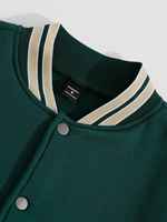 Veste de baseball pour hommes Colorblock à bordure rayée avec lettres graphiques Veste Letterman pour enfants Vente en gros