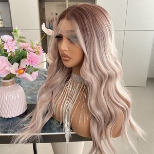 Pelucas sin pegamento de alta calidad, muy vendidas, pelucas sintéticas con encaje 13x4, color rosa ceniza mezclado, peluca de cabello sintético para mujer - Product Image 3